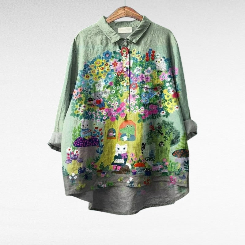 Caroline | Élégante Blouse d'Été en Lin