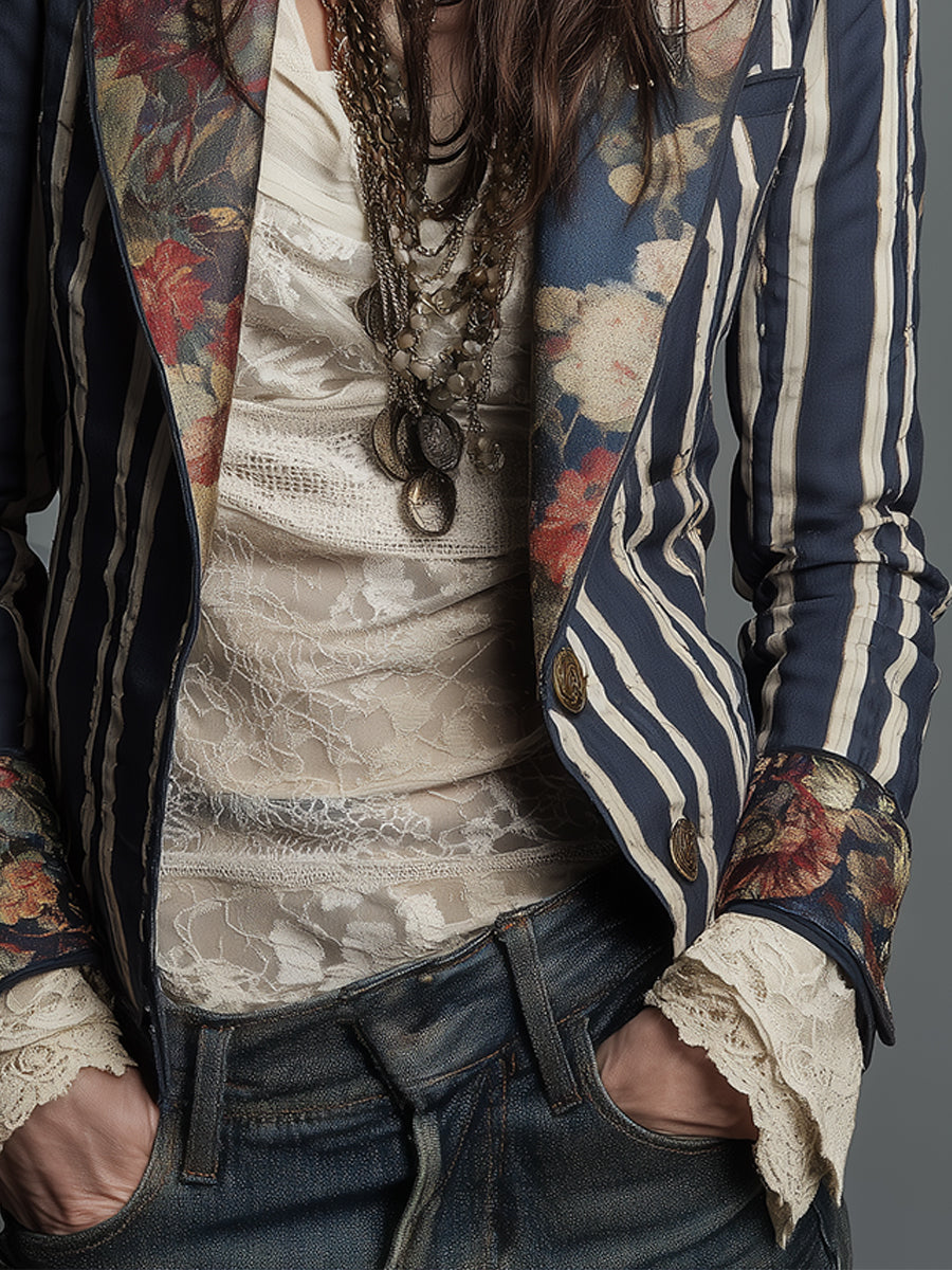 Le Juniper™ | Blazer Rayé Bohémien