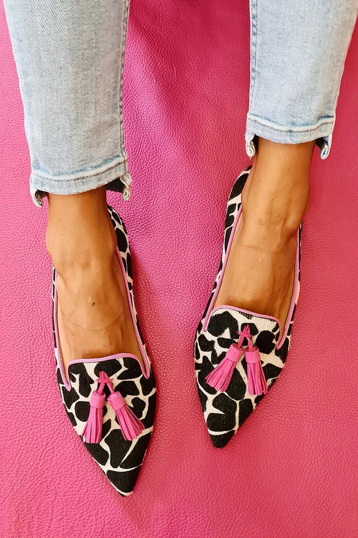 GIULIA | Mocassins raffinés à bout pointu avec élégantes pampilles décoratives