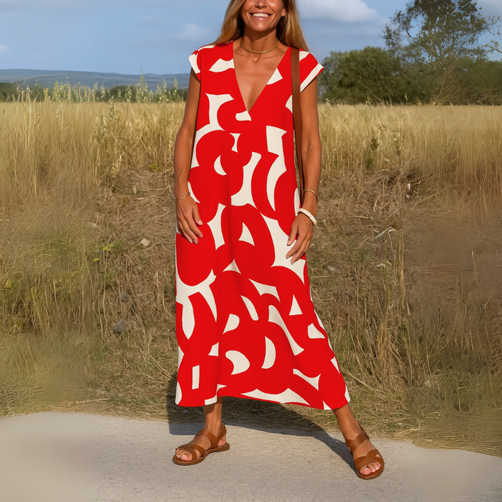 Tirzah | Robe géométrique fluide à décolleté en V