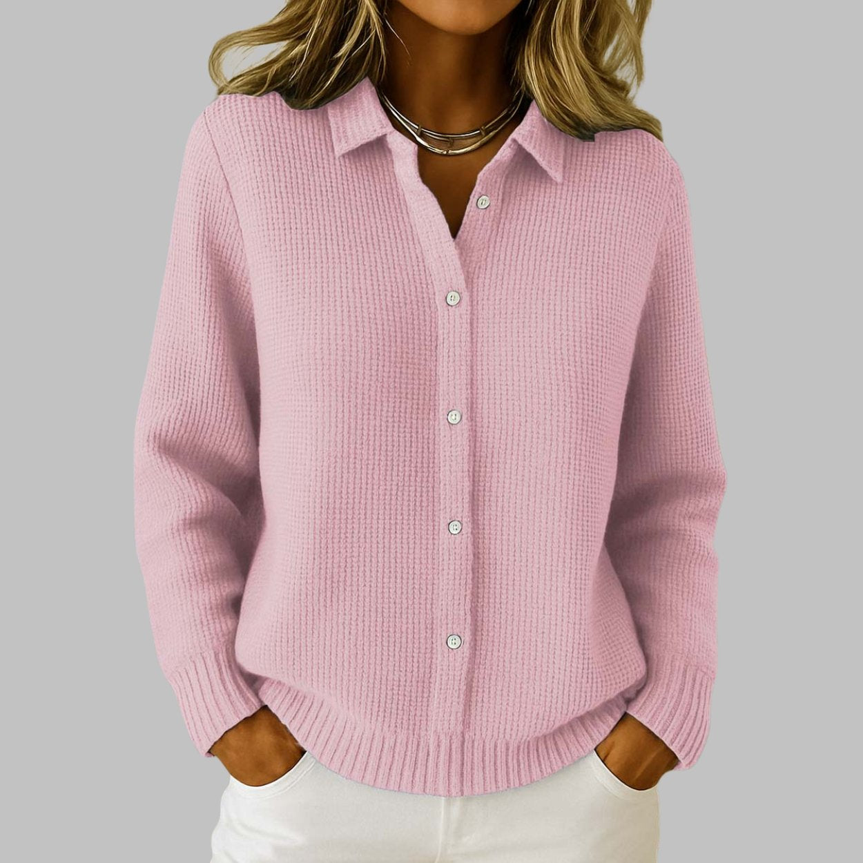 Neige | Cardigan Boutonné en Tricot Classique