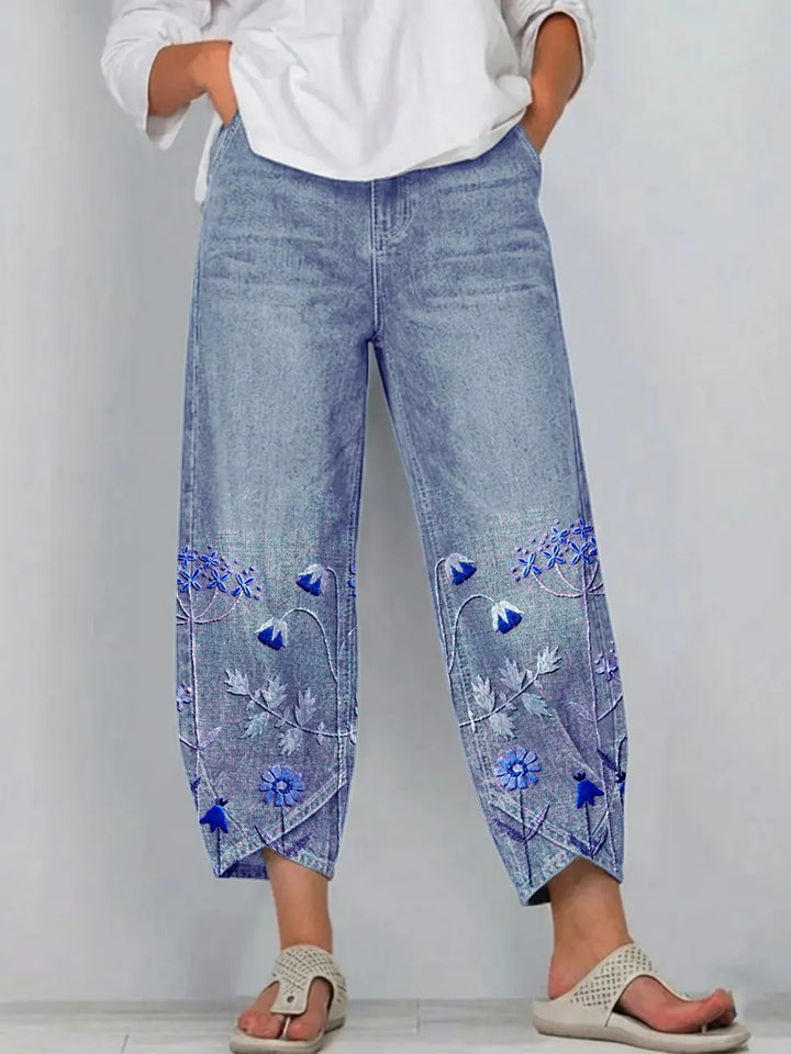 Aven | Pantalons Brodés Chic Décontracté