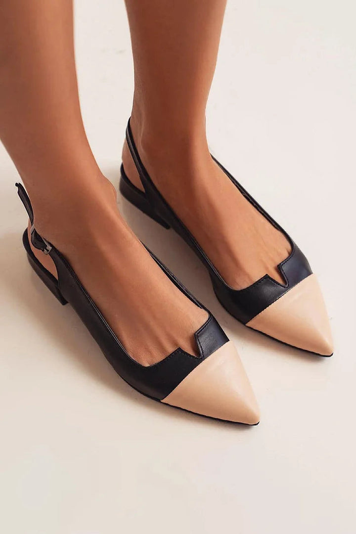 CATERINA | Ballerines élégantes avec bout contrasté et détails bicolores pour un look sophistiqué