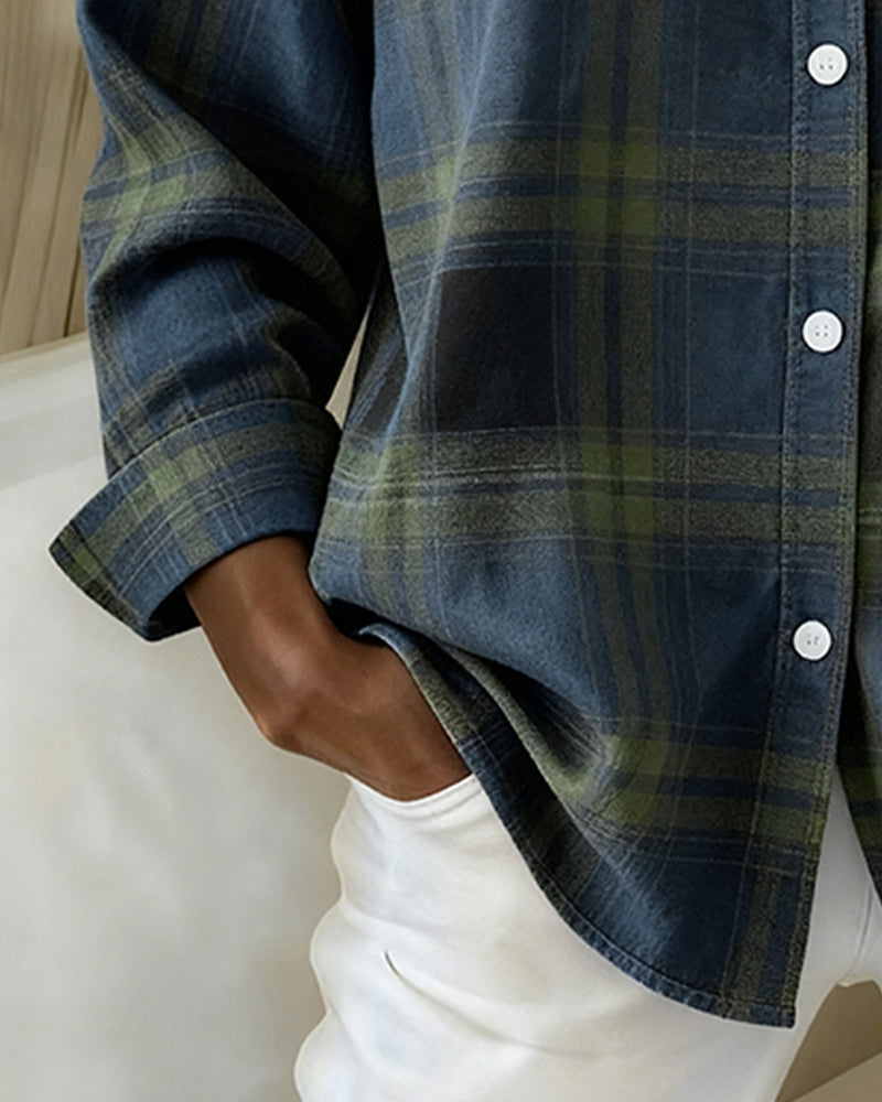 Lysandre | Chemise à Motif Carreaux et Col Notched