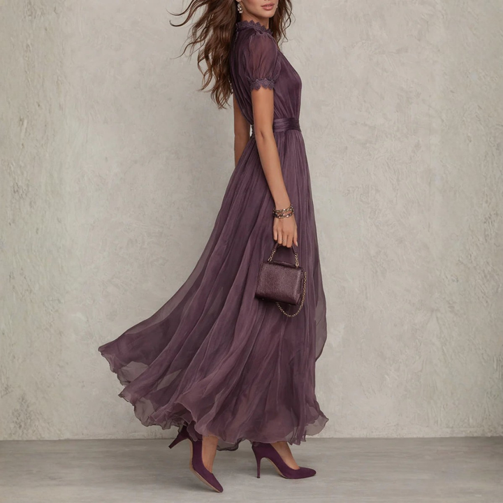 Vivienne | Robe Maxi en Chiffon avec Dentelle