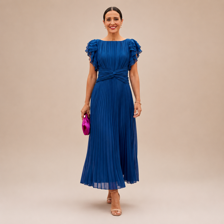SERAPHINA | Robe Maxi Plissée Élégante avec Taille Twist