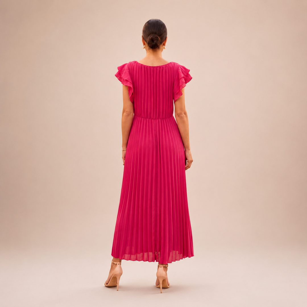 SERAPHINA | Robe Maxi Plissée Élégante avec Taille Twist