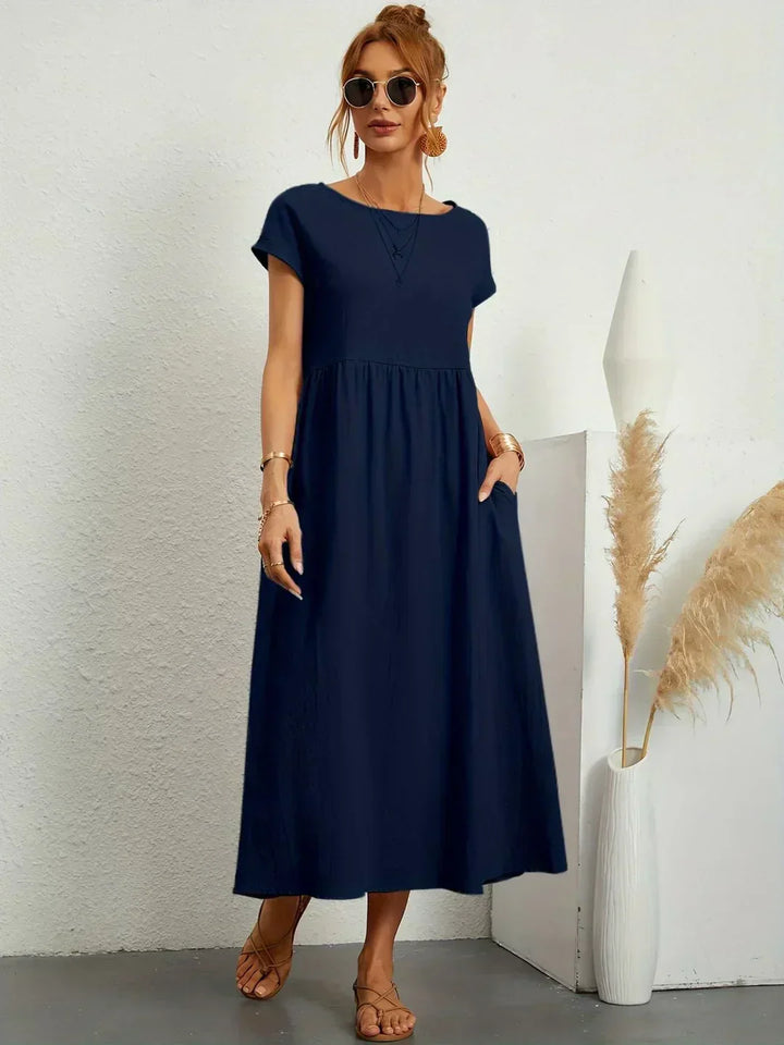 Gabrielle™ — Robe Midi Fluide avec Élégance Intemporelle