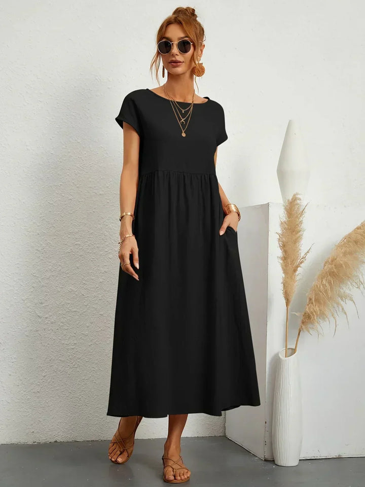 Gabrielle™ — Robe Midi Fluide avec Élégance Intemporelle