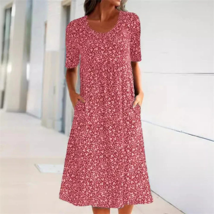 CHLOE | ROBE MIDI À POIS ÉLÉGANTE ET FLATTEUSE POUR LE VENTRE