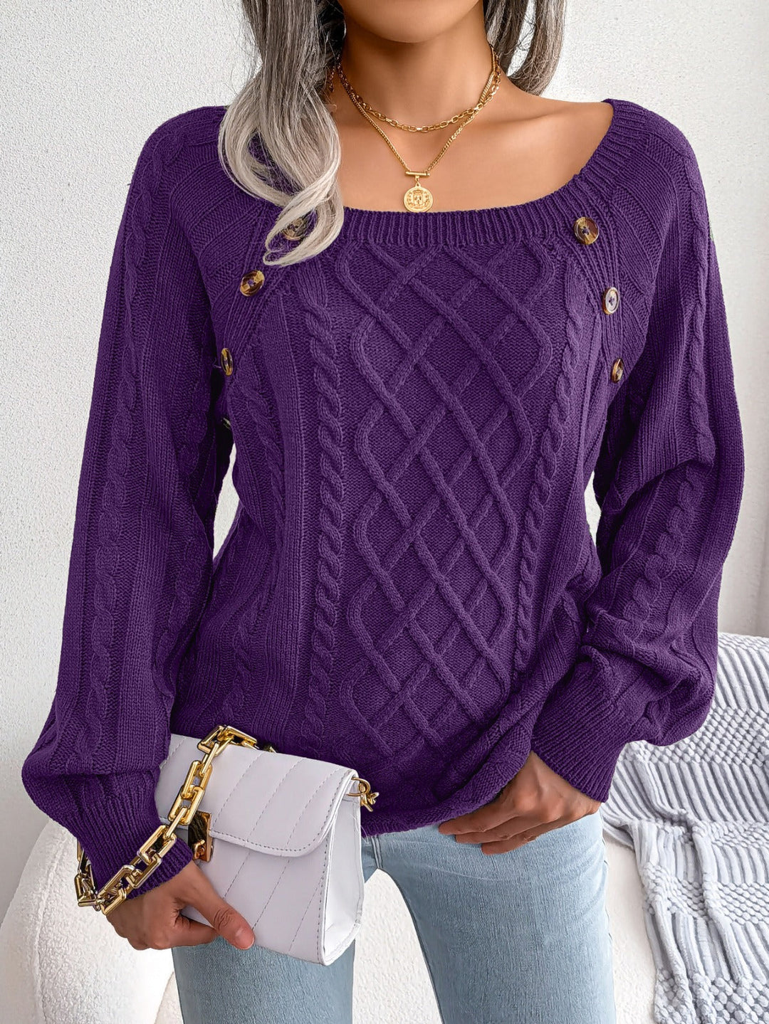 Catharina | Pull en Tricot à Détails Boutonnés