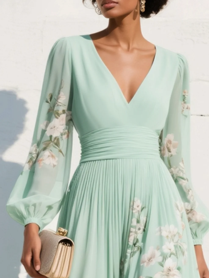 Odelia – Robe Midi Florale avec Silhouette Flottante