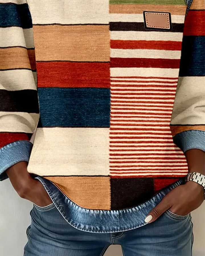 Ophéliane | Pull Rayé Coloré avec Col Rond