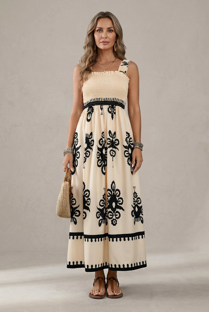 Martina | Robe maxi avec imprimé artistique