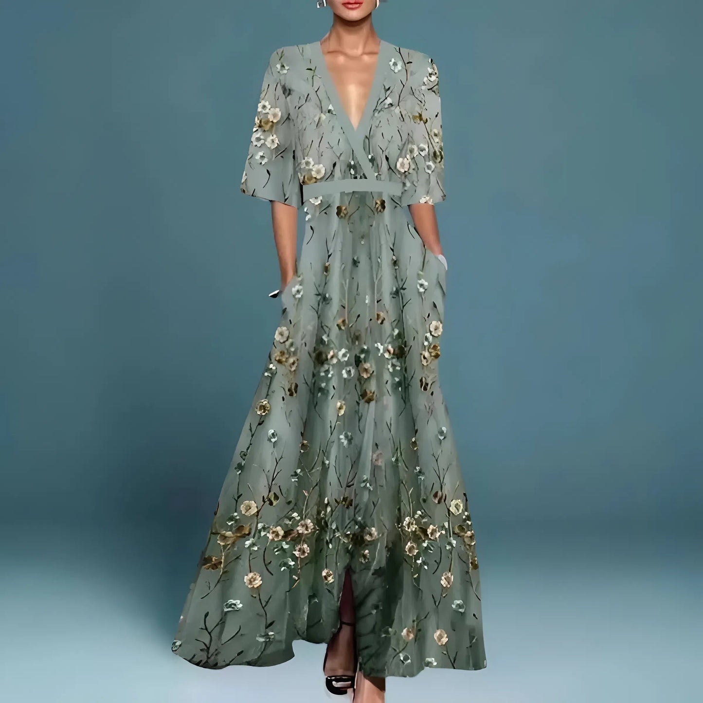 Valentina | Robe longue élégante avec décolleté profond
