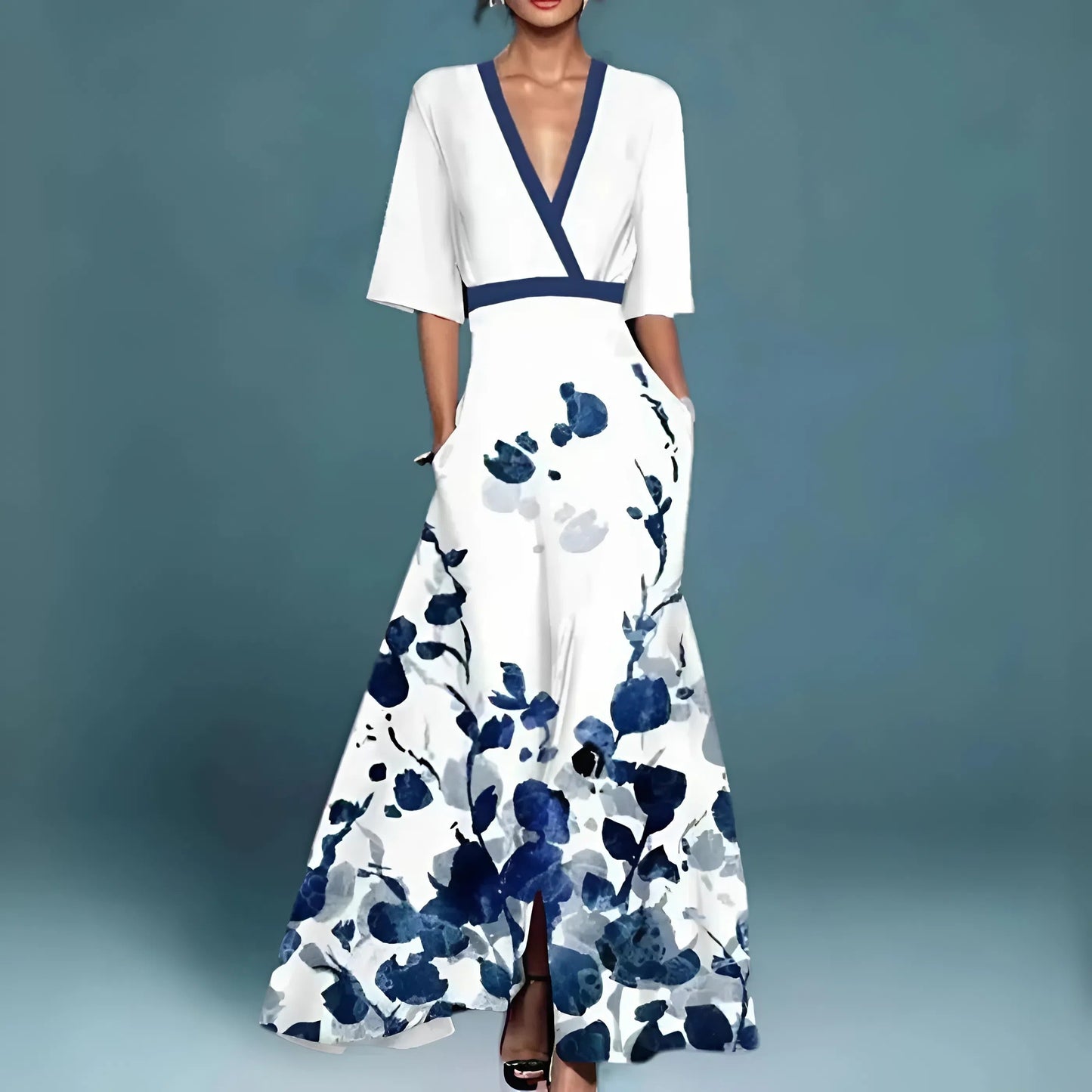 Valentina | Robe longue élégante avec décolleté profond
